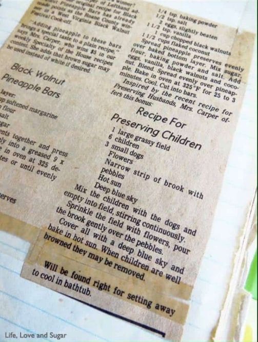 Does Your Child Have Time to Play? Just...Play? article in newspaper entitled: "Recipe For Preserving Children" 