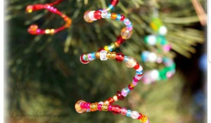 Vibrant, Beaded Christmas Tree Ornaments: Hand-Made For Keeps, fancy ornaments, homemade, handmade, cherish, favorite, colorful, small beads, seed beads, pony beads, kid-made, fun, homeschool, keeper, supplies, 16-gauge wire, card stock, cone-shaped, styrofoam cone form, larger beads, hold its shape, long, pipe cleaners, Christmas trees, beautiful ideas, beaded star, cross, technique, True Aim, Janine, Briton, blog, curriculum, preschooler, craft, homeschooling, homeschool, children, parenting, crafting, decorating, DIY, 