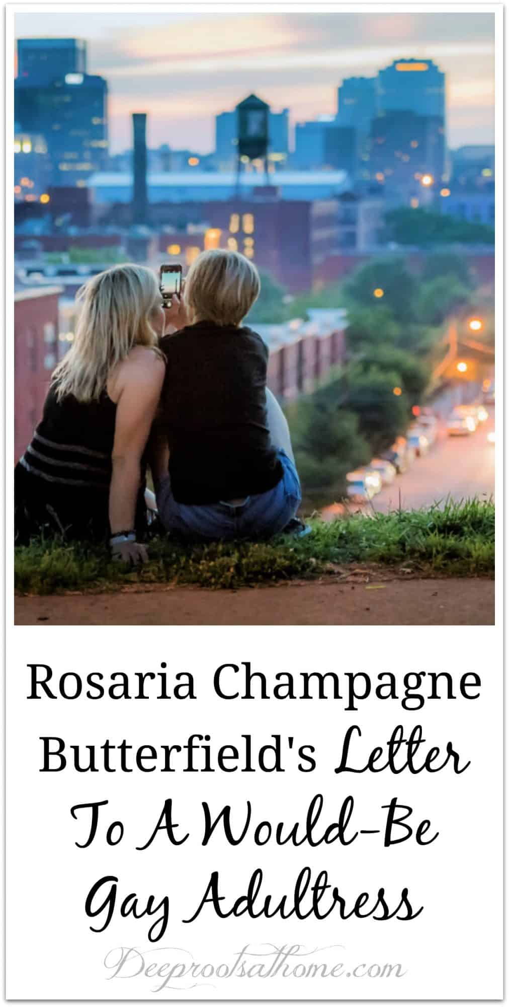 Rosaria Champagne Butterfield's Letter To A Potential Gay Adultress, 2 women looking over a city at sundown