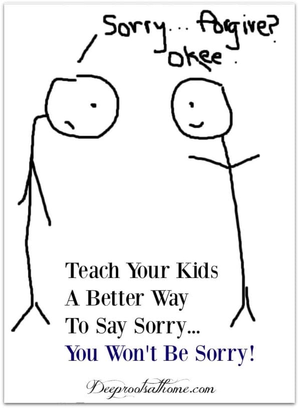 Teach Your Kids A Better Way to Say Sorry...You Won't Be Sorry!, drawing of stick men asking forgiveness or saying sorry