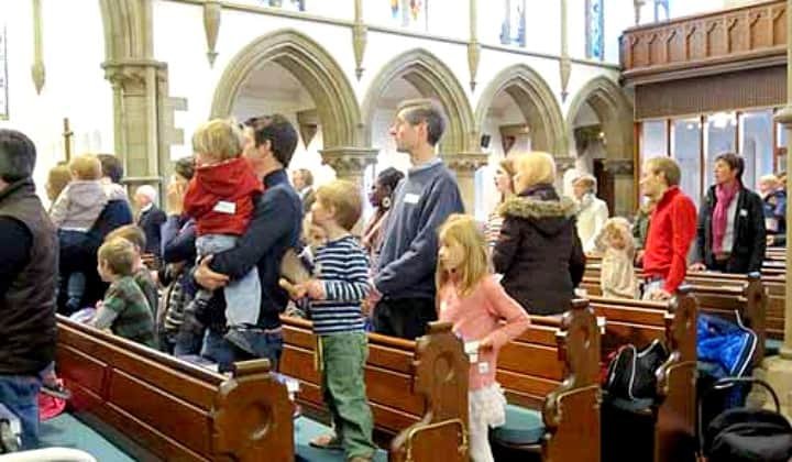 families in worship together