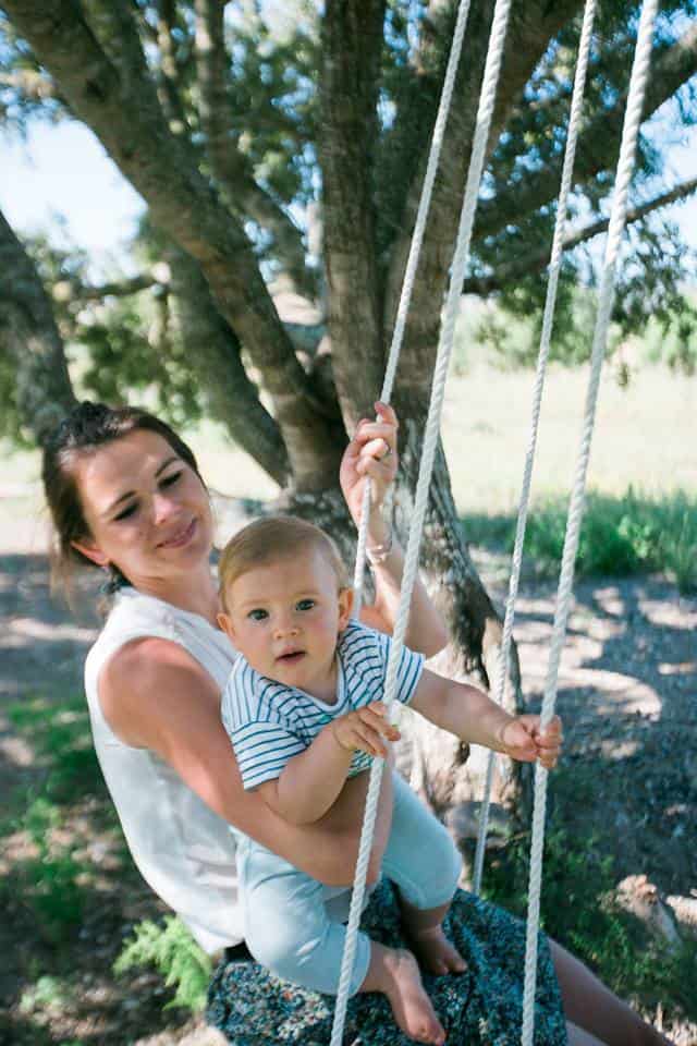 mother and child on swing