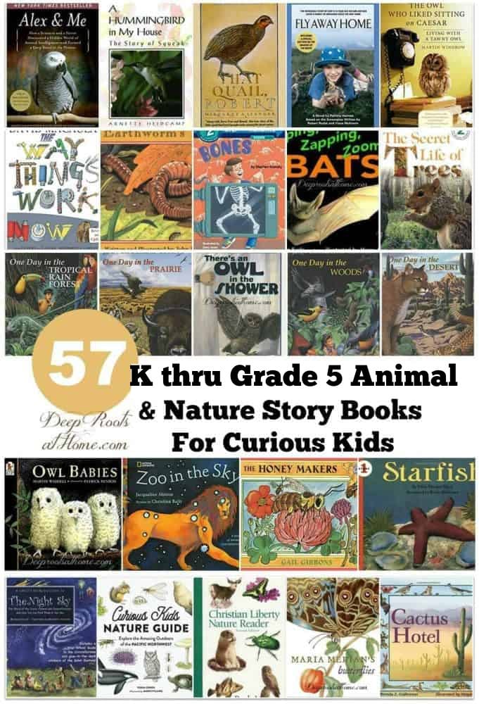 57 K thru Grade 5 True Animal & Nature Story Books For Curious Kids. The covers of 24 different nature and science books.