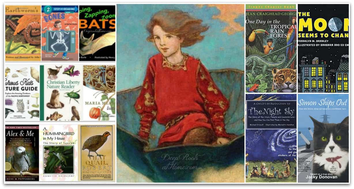 57 K-Grade 5 True Animal & Nature Story Books For Curious Kids. A Jessie Wilcox Smith painting of a young gallant boy transported on a metal boat into nature and space.