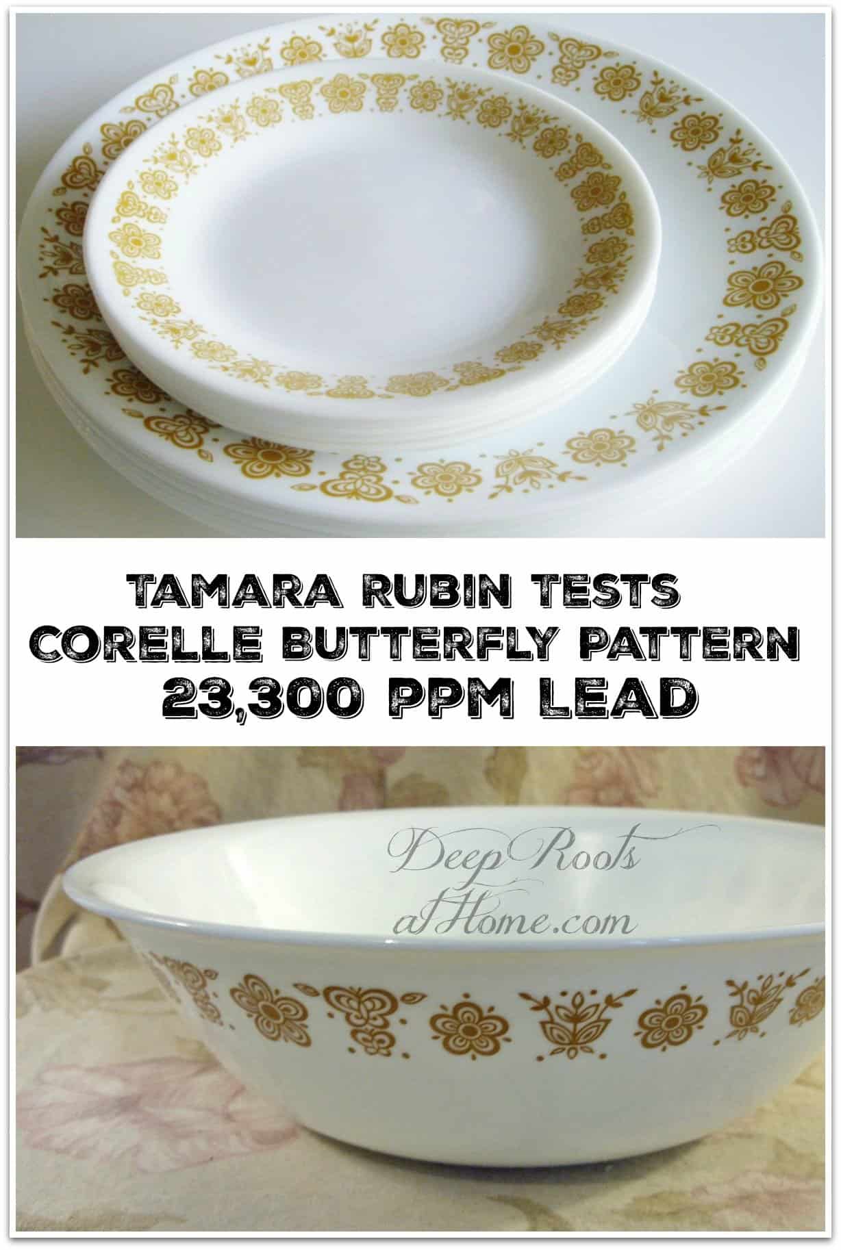 Tamara Rubin Tests Corelle Butterfly Pattern Bowls: 23,300 ppm Lead, Corning's Corelle butterfly pattern dishes.