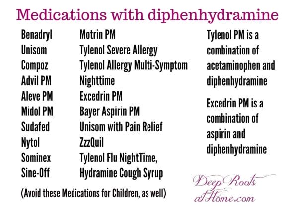 Popular OTC Benadryl -Diphenhydramine- Now with a Dementia Warning. List of medications with diphenhydramine