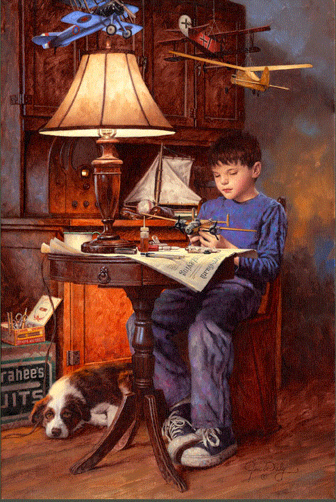 Introducing Quiet Time When Naptime Ends. Children Need Downtime working on a model plane